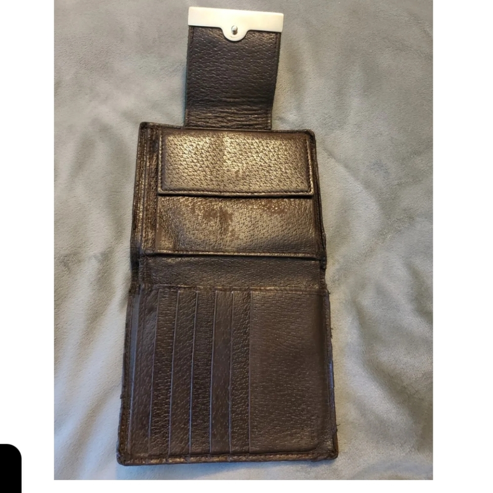 Vintage Gucci Bi-fold Monogram Wallet w Signature Stripe - Picture 2 of 4